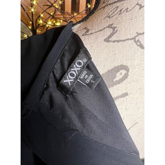 XOXO Women’s Chiffon Fit Flare Zip Black Evening Cocktail Dress Size S - Picture 10 of 13